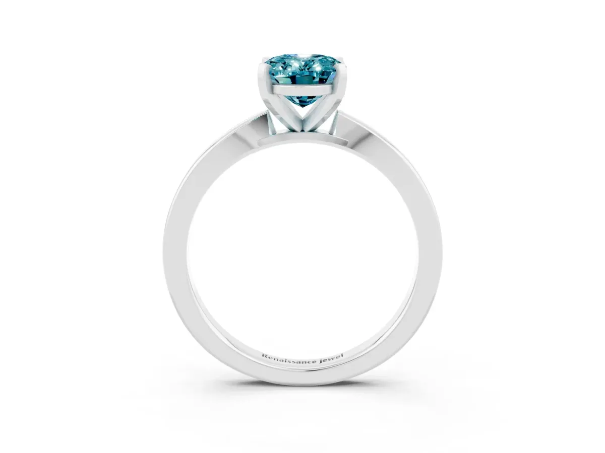 Oval Cut Blue Topaz Solitaire Engagement Ring with Classic Band and Four-Prong Setting Silver