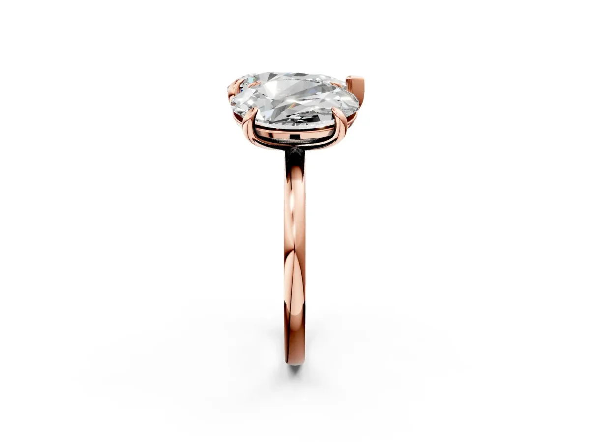 Oval and Pear Toi Moi Ring with Prong Setting and Plain Band Rose gold