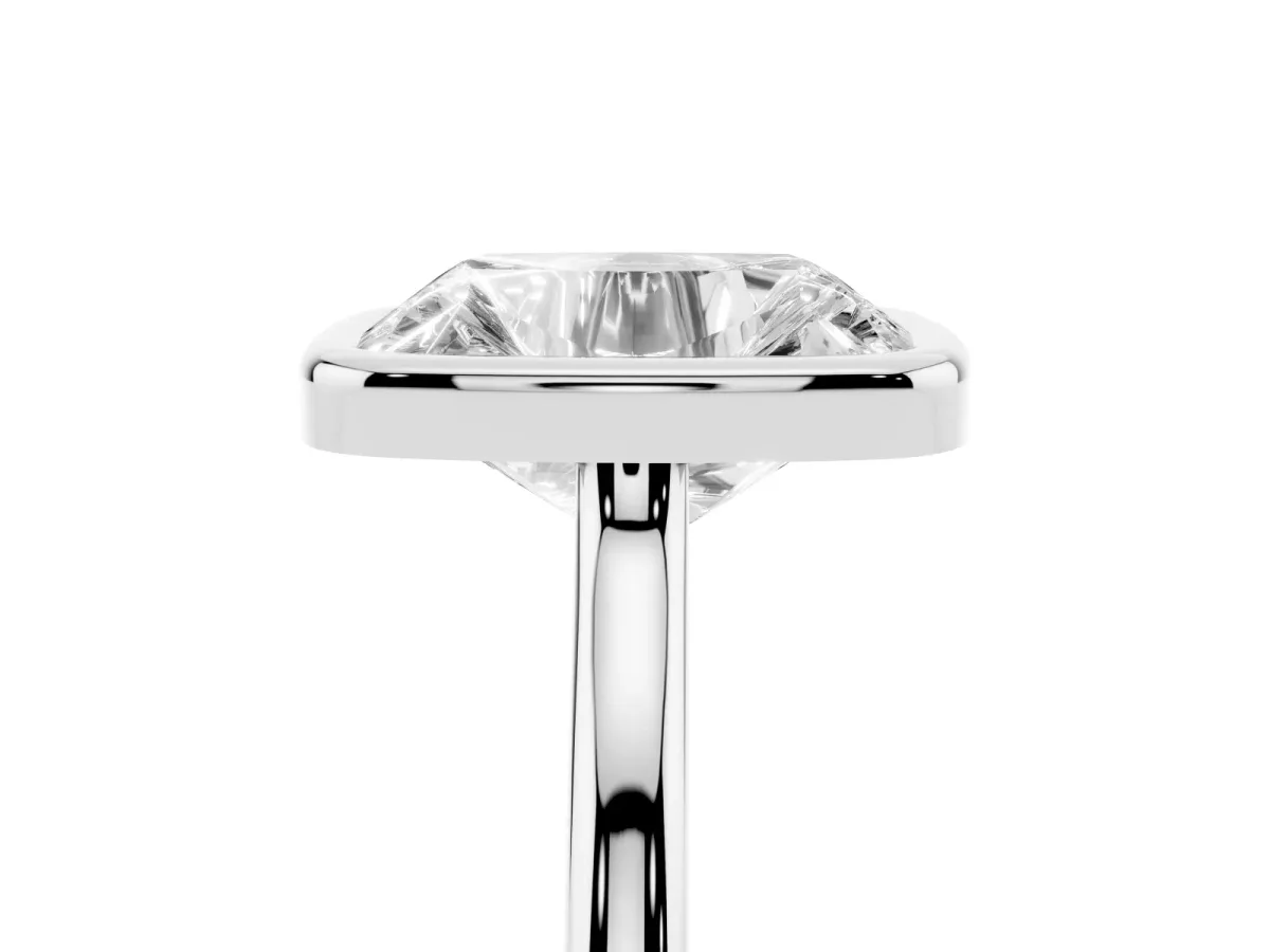 Old Mine Elongated Cushion Diamond Bezel Set Ring Platinum