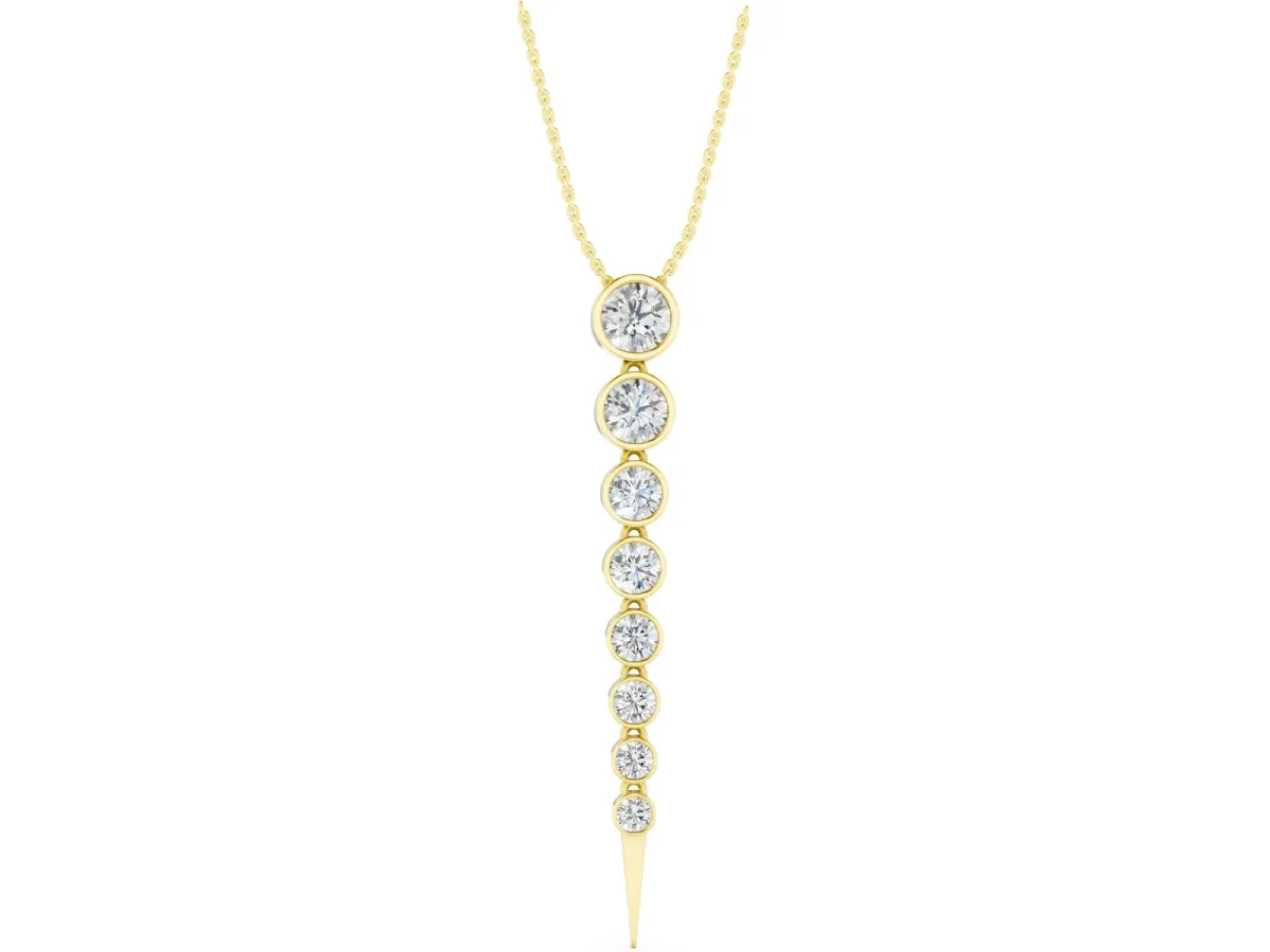 Round Diamond Drop Necklace with Bezel Setting Yellow gold