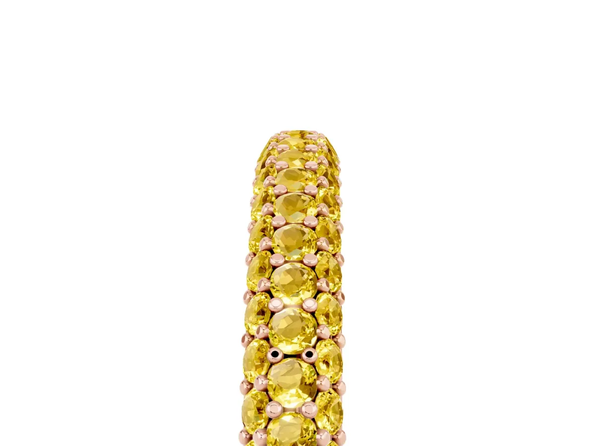 Round Yellow Sapphire Pavé Eternity Band with Shared Prong Setting Rose gold