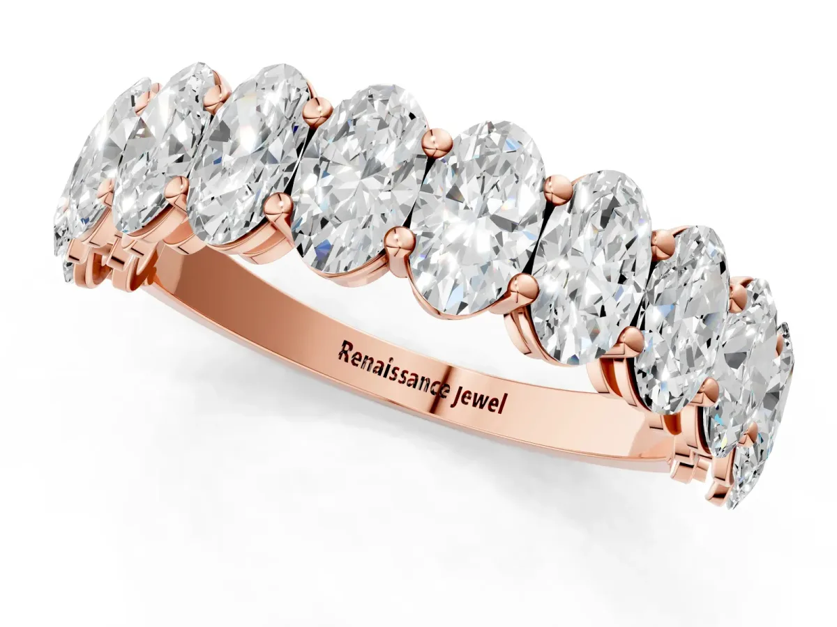 Oval Diamond Prong-Set Eternity Band Rose gold