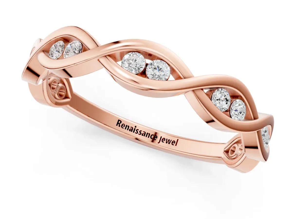 Round Diamond Twist Eternity Band with Bezel Setting Rose gold