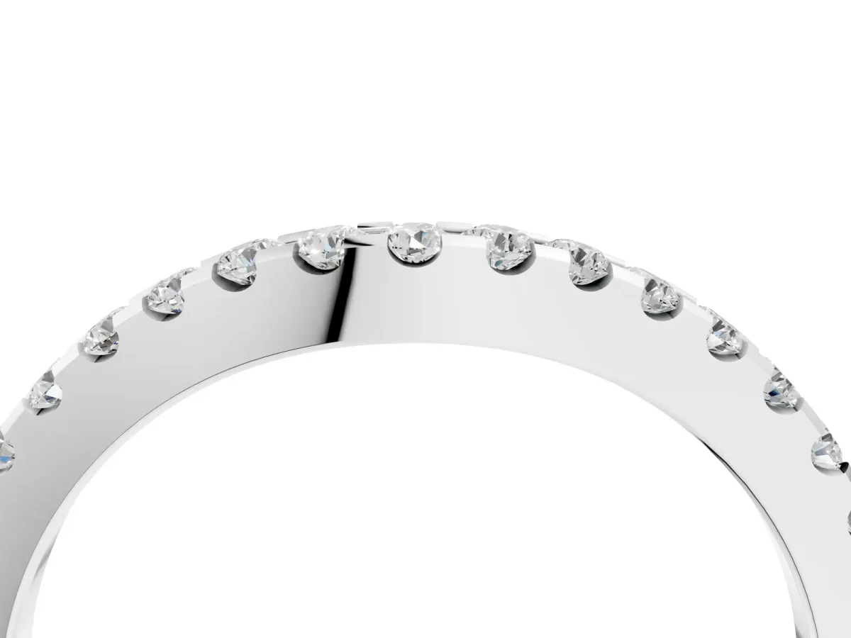 Pavé Round Diamond Curved Wedding Band Platinum