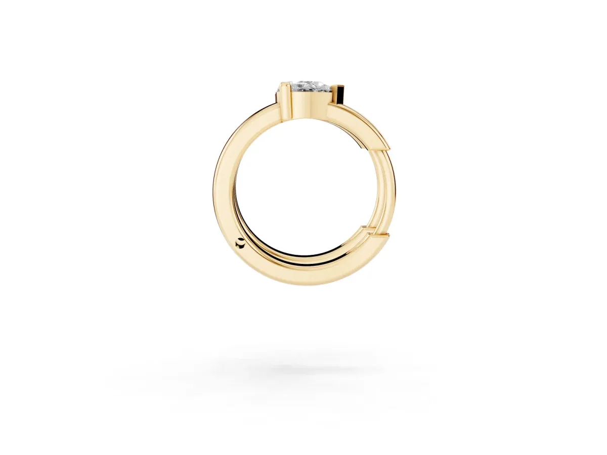 Pear Diamond Mini Huggie Hoop Earrings Yellow gold