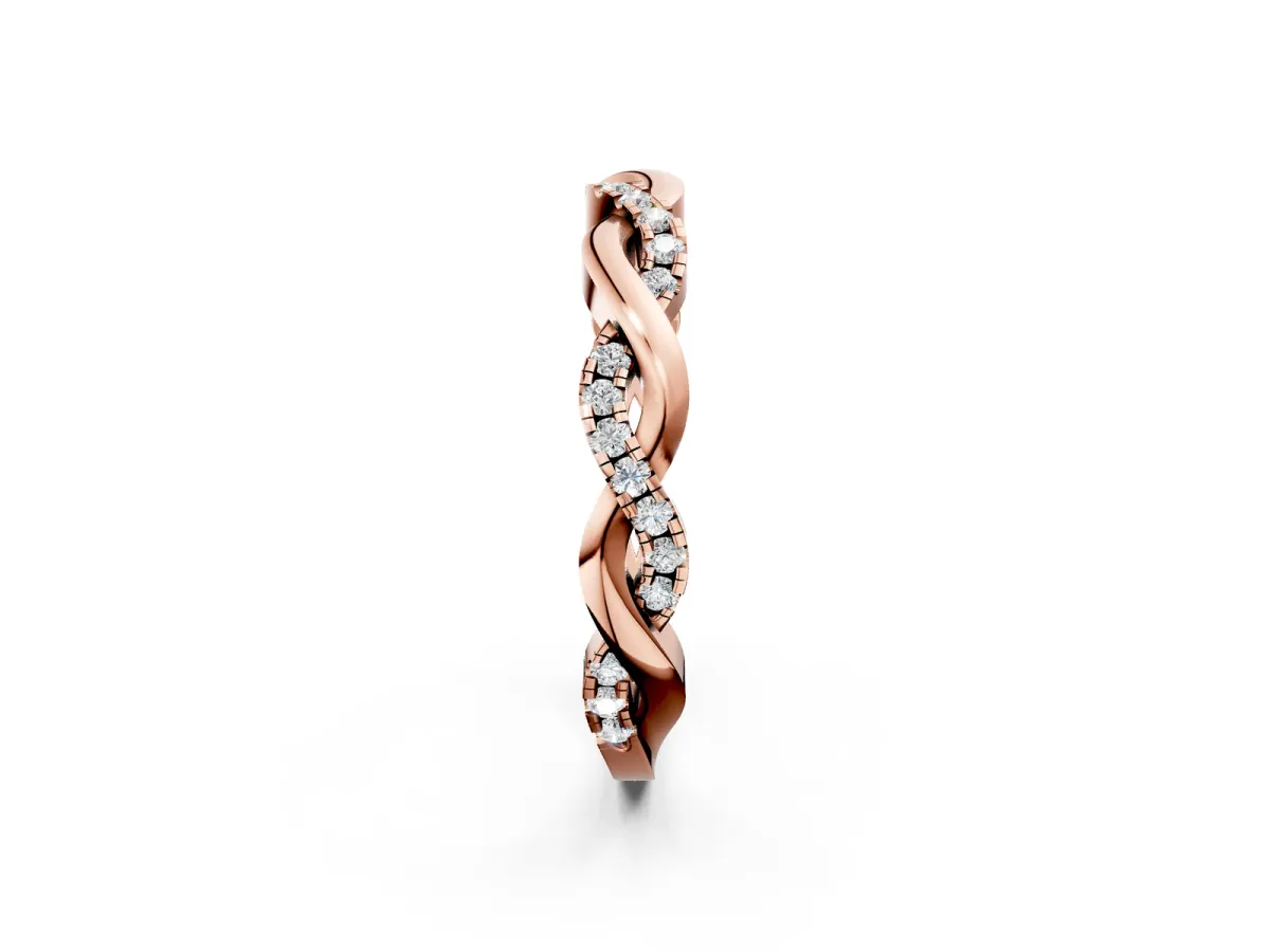 Round Diamond Twist Eternity Band with Pavé Setting Rose gold