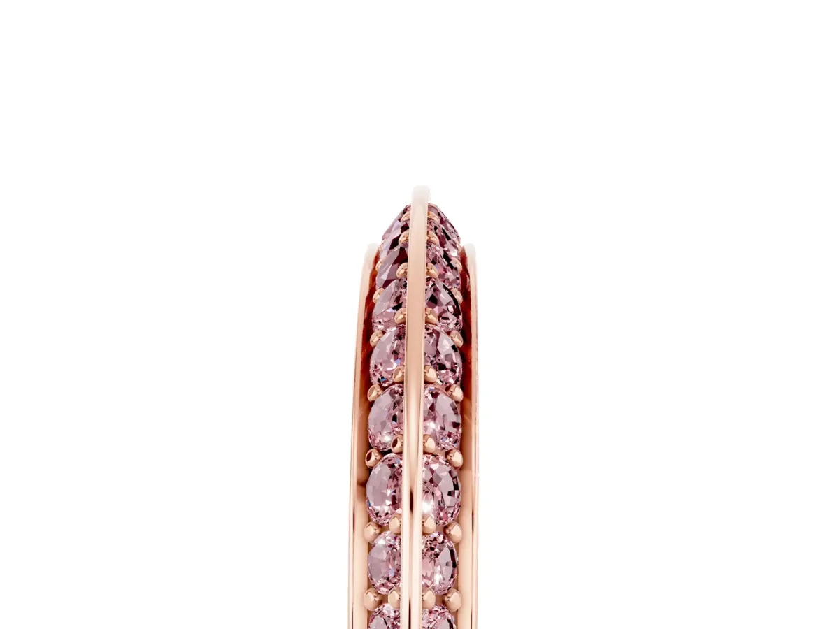 Double Row Pavé Round Morganite Eternity Band with Channel Setting Rose gold