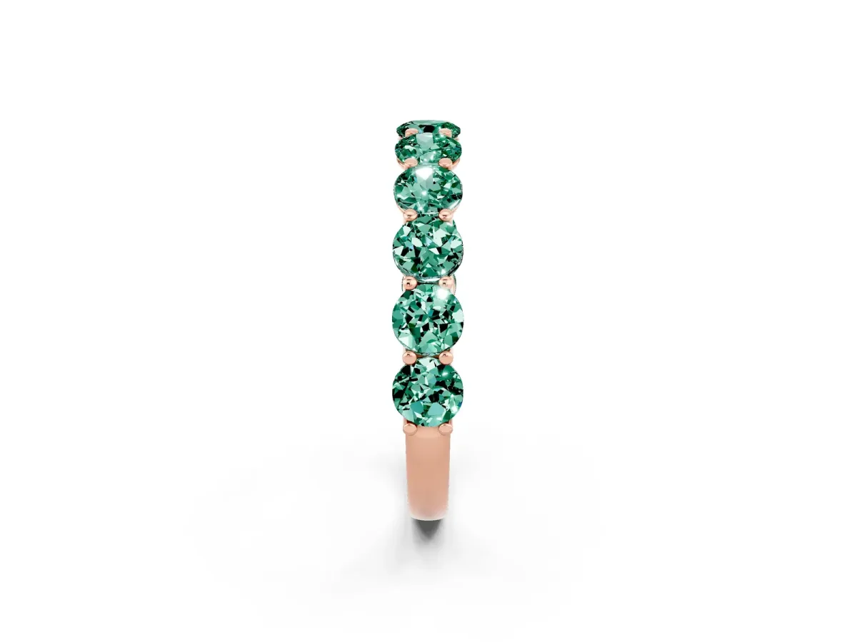 Round Green Sapphire Shared Prong Eternity Band Rose gold