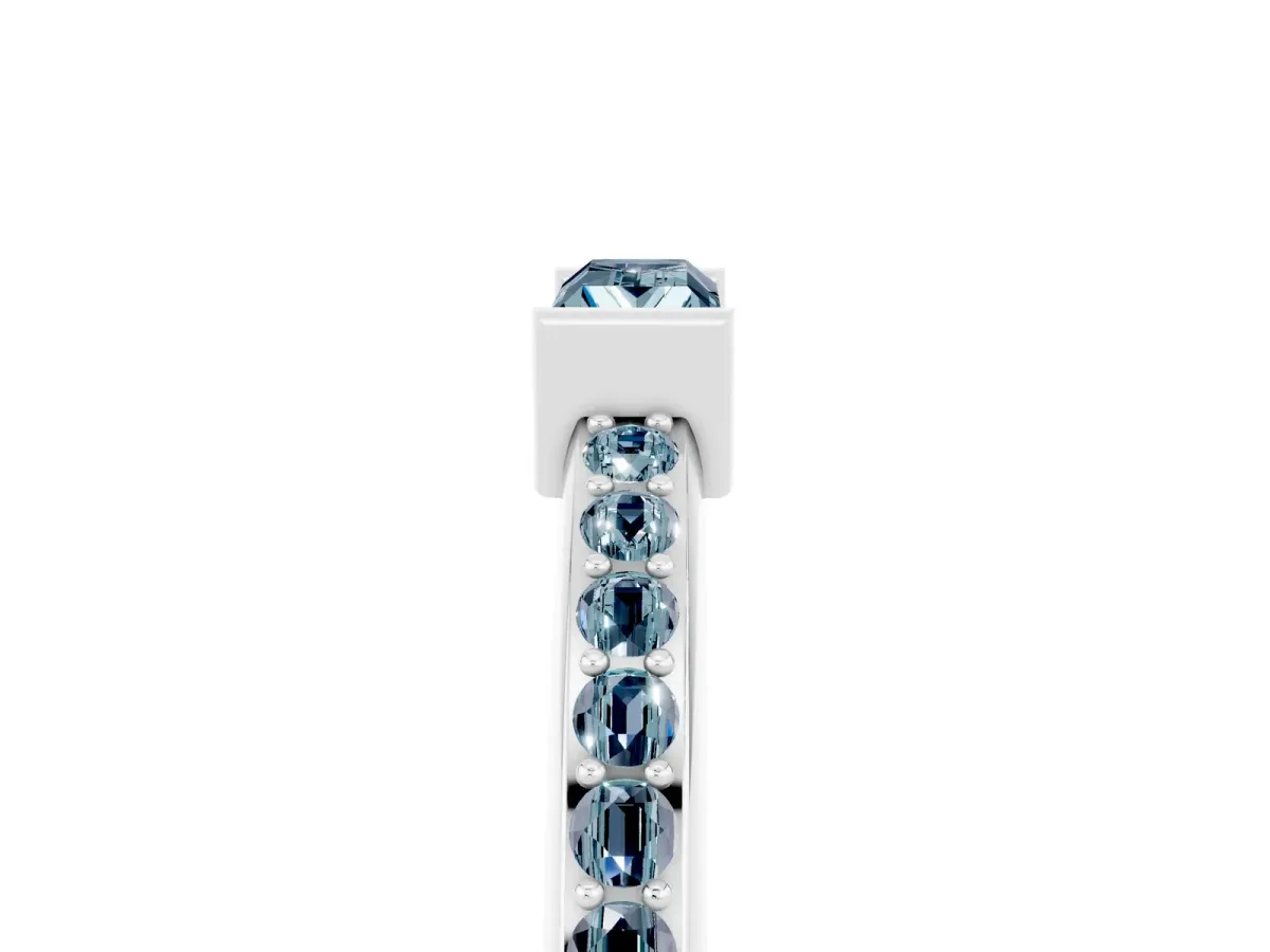 Baguette Aquamarine Pavé Band with Bar Setting Platinum