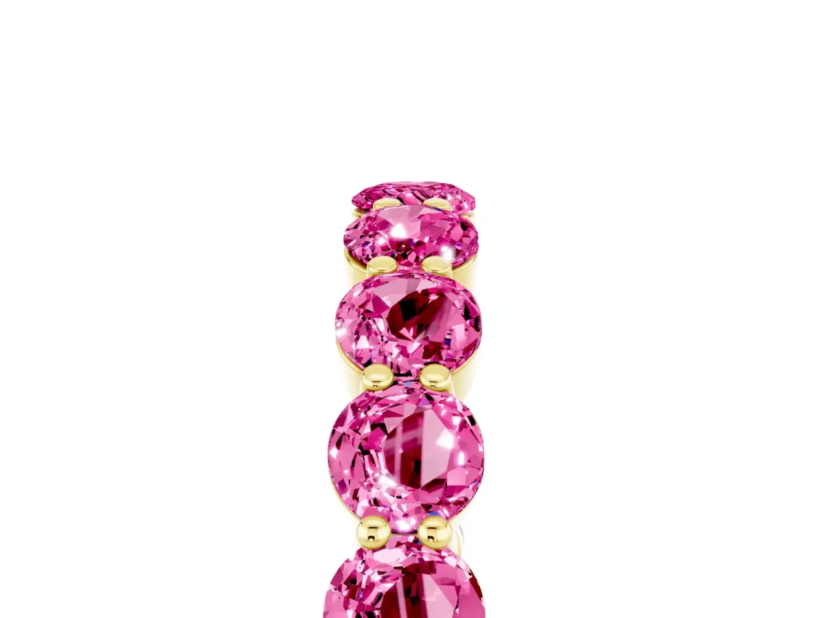 Round Pink Sapphire Eternity Band with U-Prong Setting Yellow gold