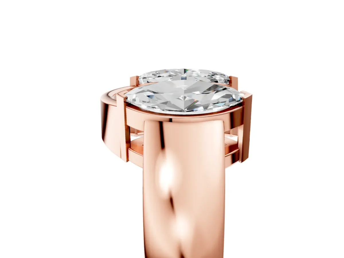 Marquise Diamond Open Band Ring with Tension Setting Rose gold