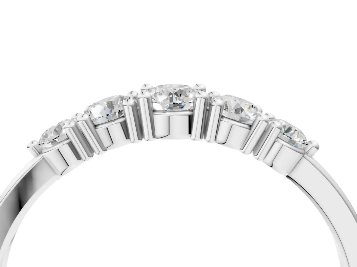 Round Brilliant Diamond Half-Eternity Band with Prong Setting White gold