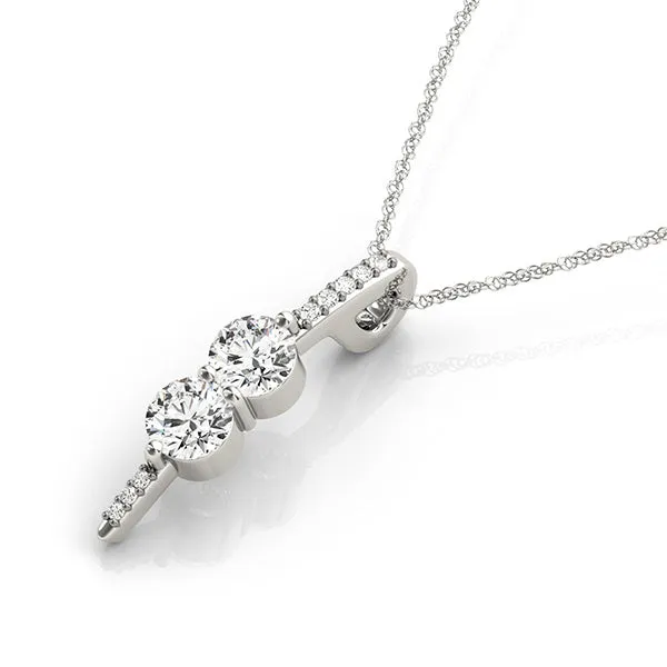Round Diamond Prong Set Vertical Pendant White gold