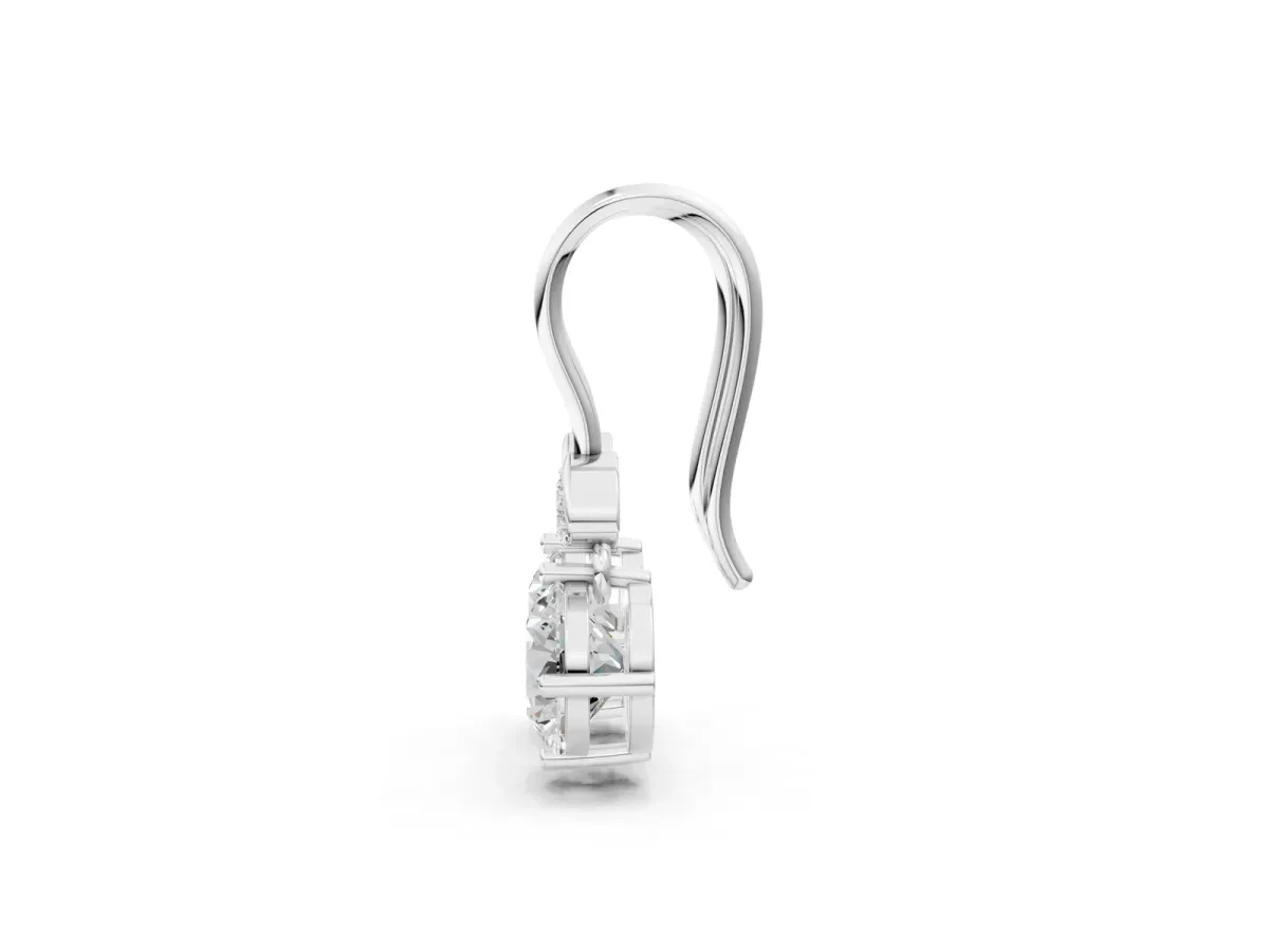 Round Diamond Water Lily Drop Earrings with Diamond Accents Silver