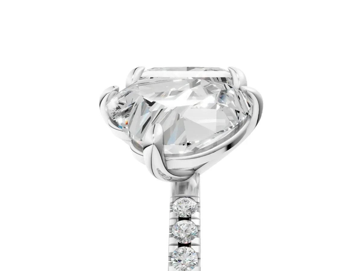 Heart and Princess Toi Moi Ring with Prong Setting and Micro Pave Band Silver