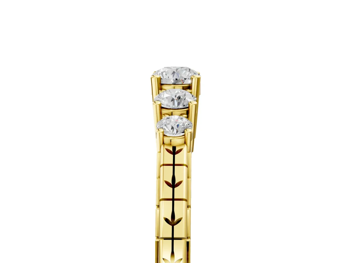 Five-Stone Round Cut Diamond Prong Set Eternity Band Yellow gold