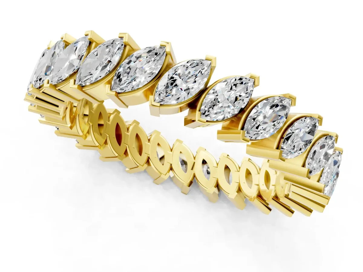 Marquise Diamond Shared Prong Full Eternity Band Yellow gold