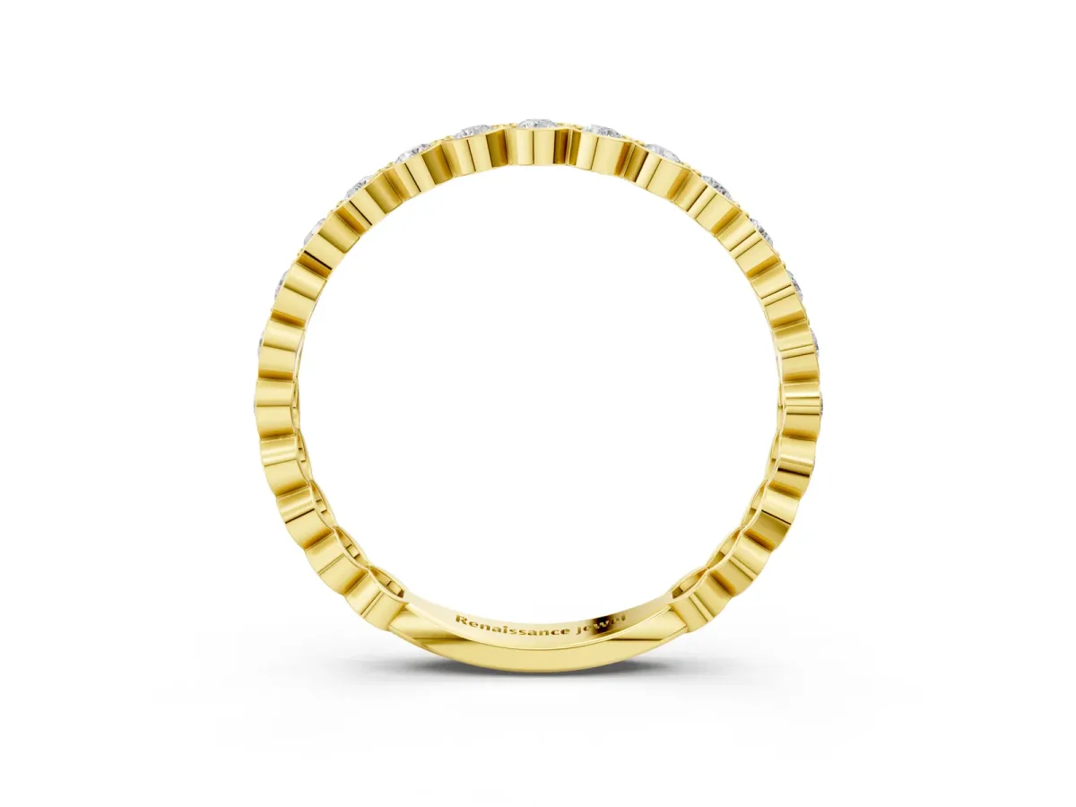 Round Diamond Bezel Set Eternity Band Yellow gold