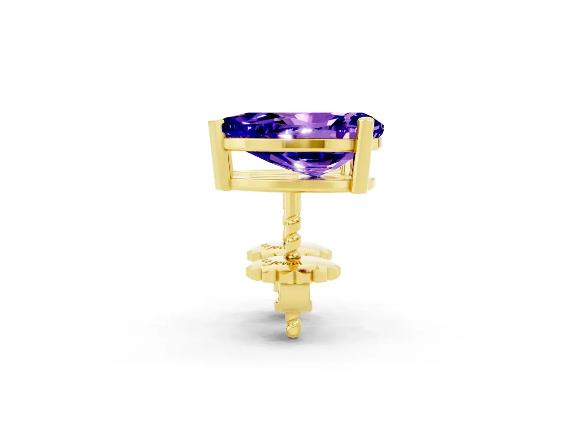Pear Cut Tanzanite Stud Earrings Yellow gold