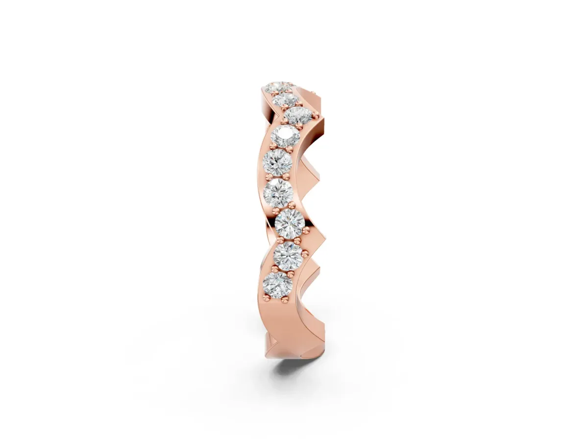 Round Diamond Pavé Zigzag Eternity Band Rose gold