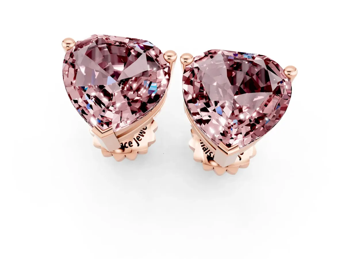 Heart Cut Morganite Stud Earrings Rose gold