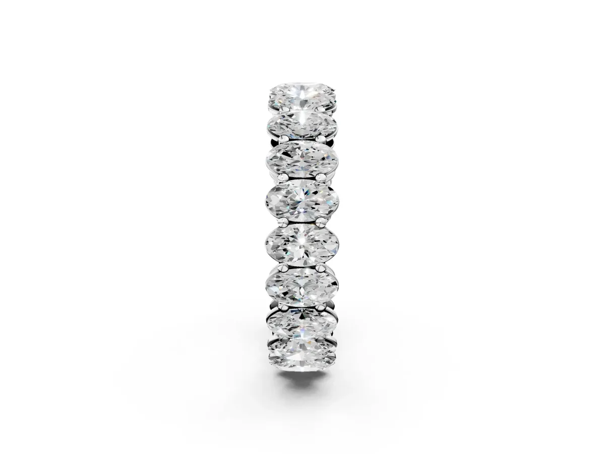 Oval Cut Diamond Eternity Band with Shared Prong Setting White gold