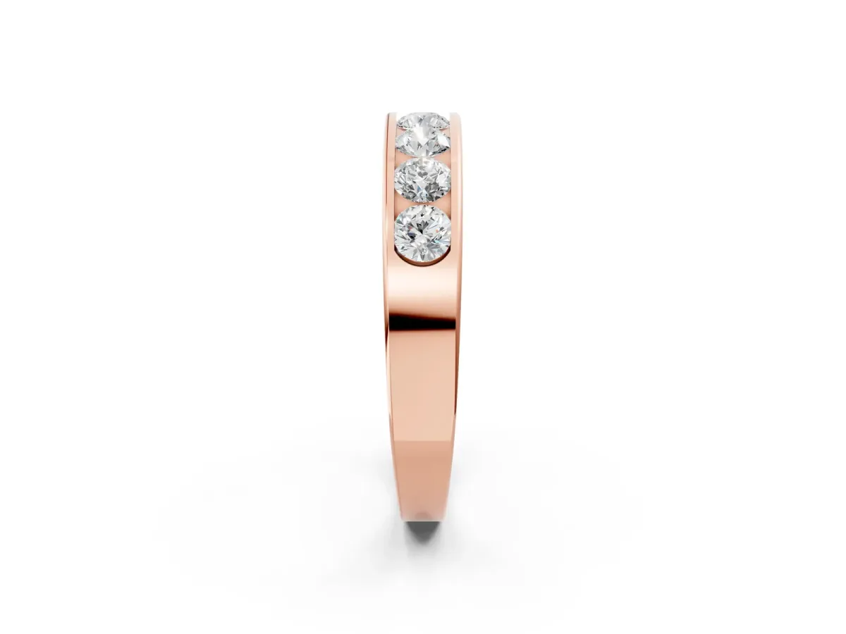 Channel Set Round Diamond Comfort Fit Band Rose gold