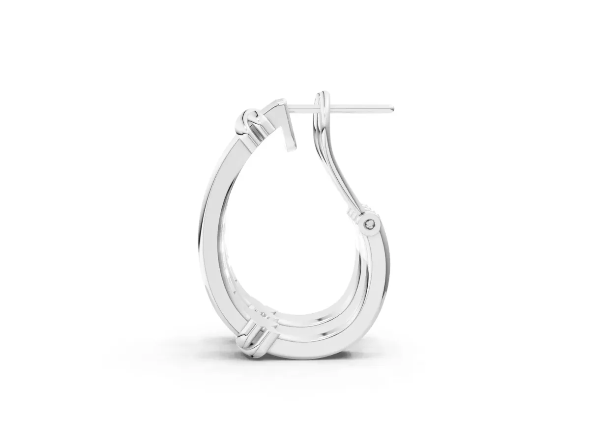 Channel-Set Round Diamond Two-Tone Hoop Earrings with Claw Prong Setting Silver
