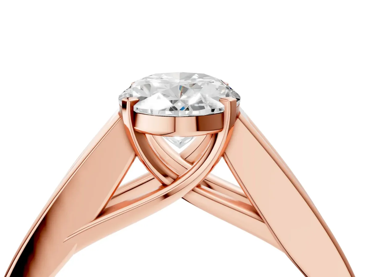 Oval Cut Cut Channel Set Solitaire Ring with Four-Prong Setting Rose gold