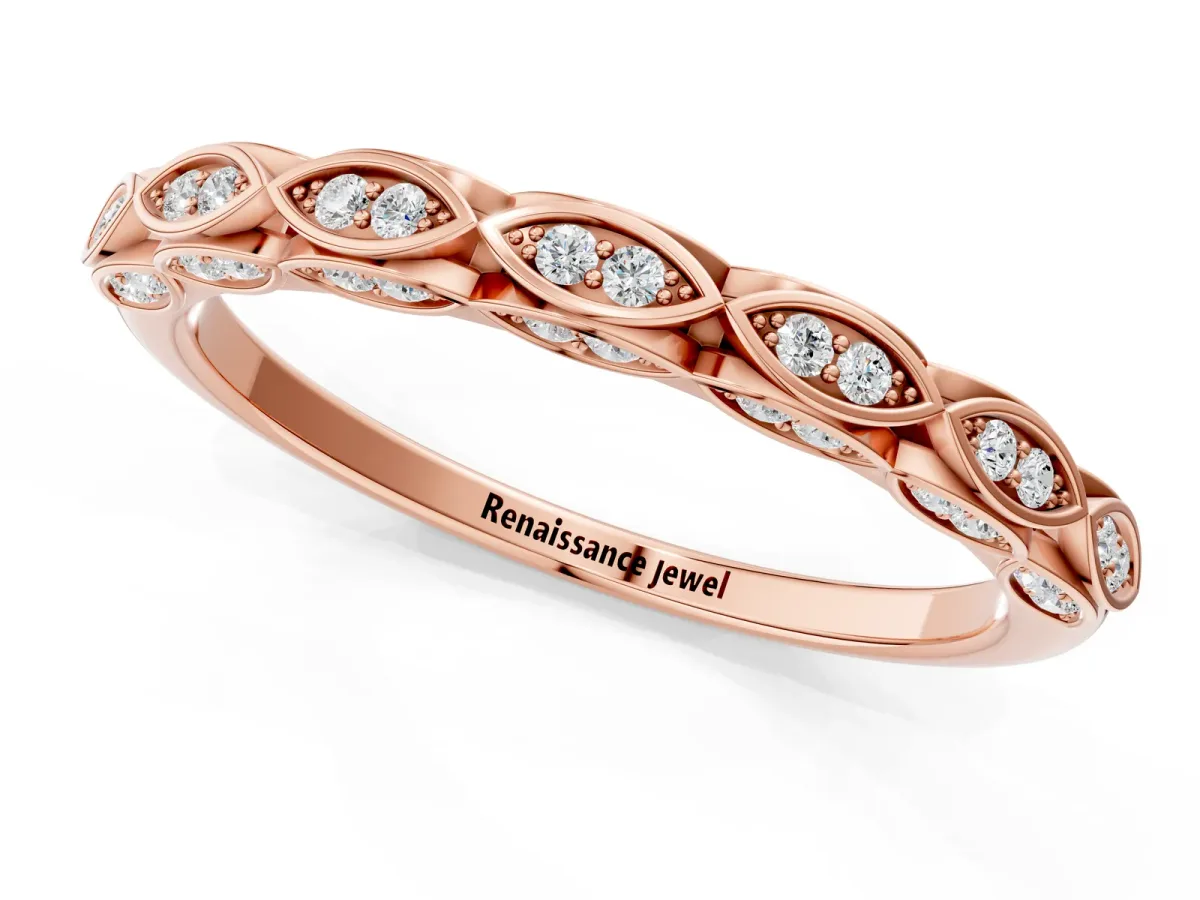 Marquise Diamond Eternity Band with Pavé and Bezel Setting Rose gold