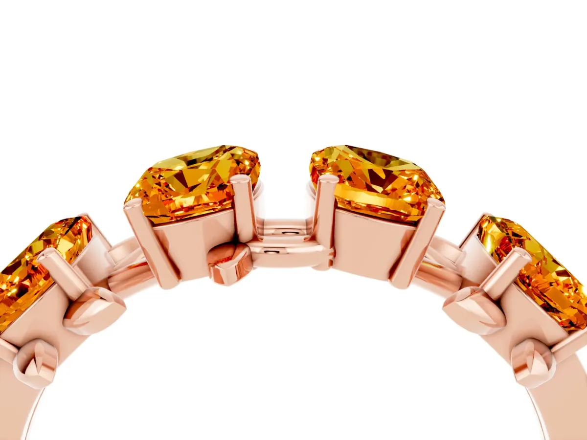 Emerald Cut Citrine Prong-Set Half Eternity Band Rose gold