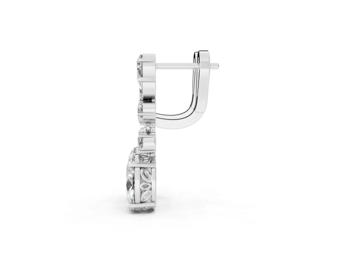 Pear, Marquise and Round Diamond Sacramento Drop Earrings Silver
