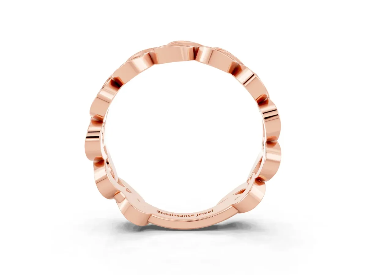 Pavé Round Citrine Interlocking Eternity Band with Bezel Prong Setting Rose gold