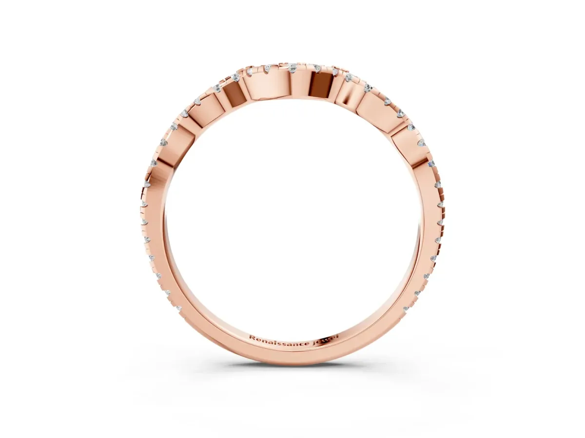 Pavé Round Diamond Curved Eternity Band Rose gold