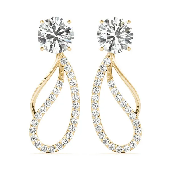 Round Cut Prong Set Diamond Infinity Drop Earrings Yellow gold