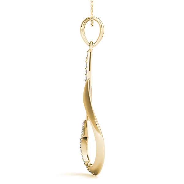 Pavé Round Diamond Twist Pendant Yellow gold