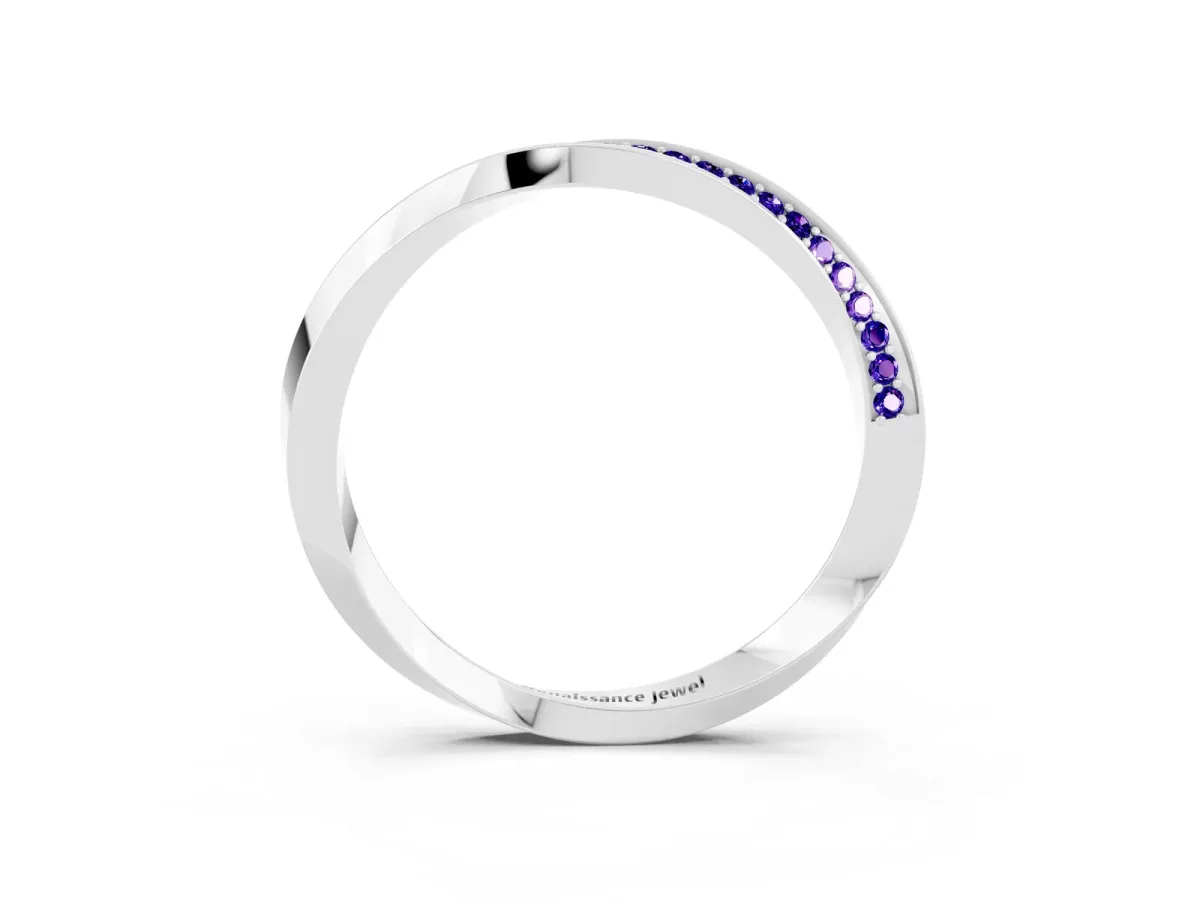 Pavé Round Tanzanite Twist Band White gold