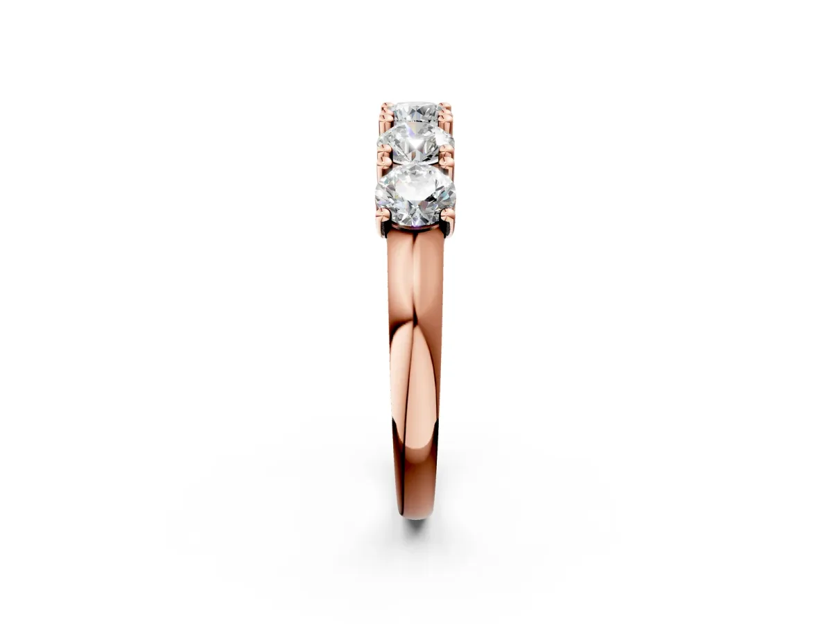 Five-Stone Round Diamond Prong-Set White Gold Band Rose gold