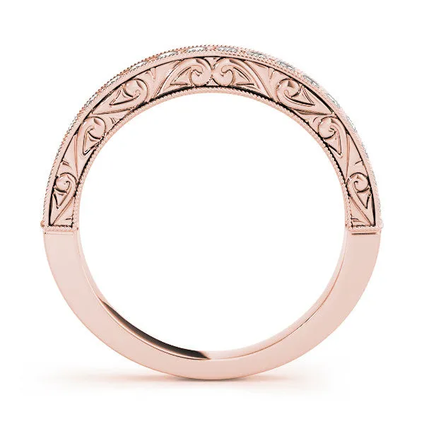 Channel Set Round Diamond Eternity Band with Milgrain Edging Rose gold