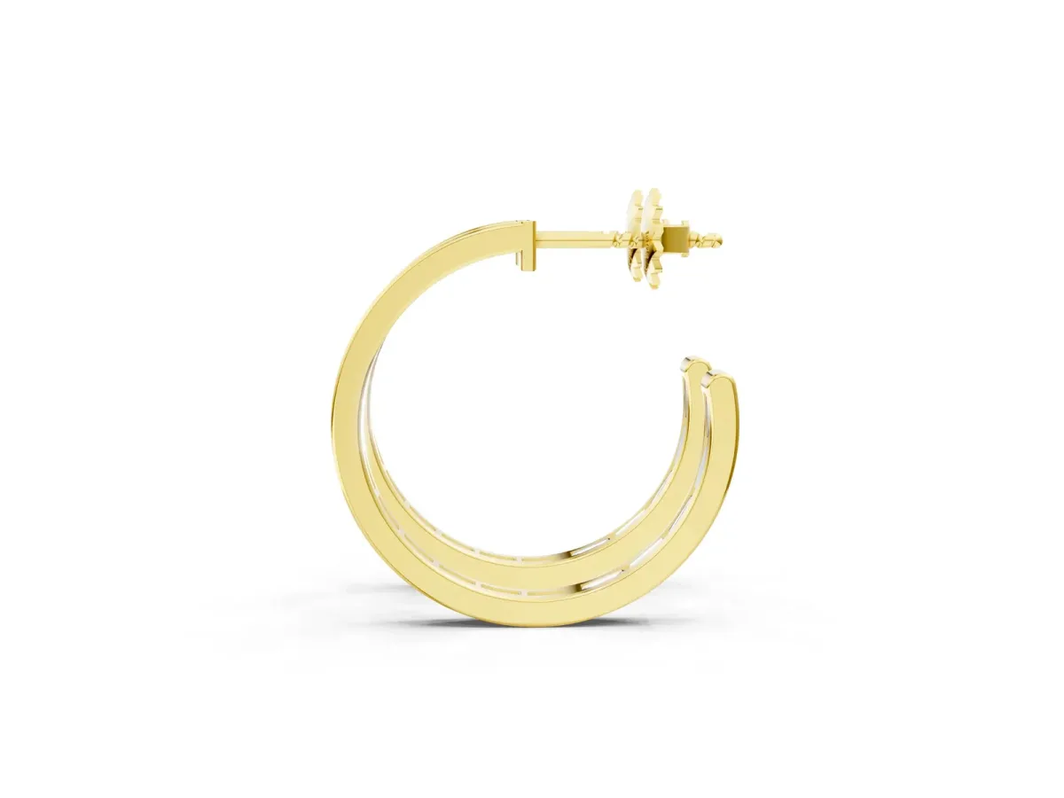 Baguette Diamond Channel-Set Inside-Out Hoop Earrings Yellow gold