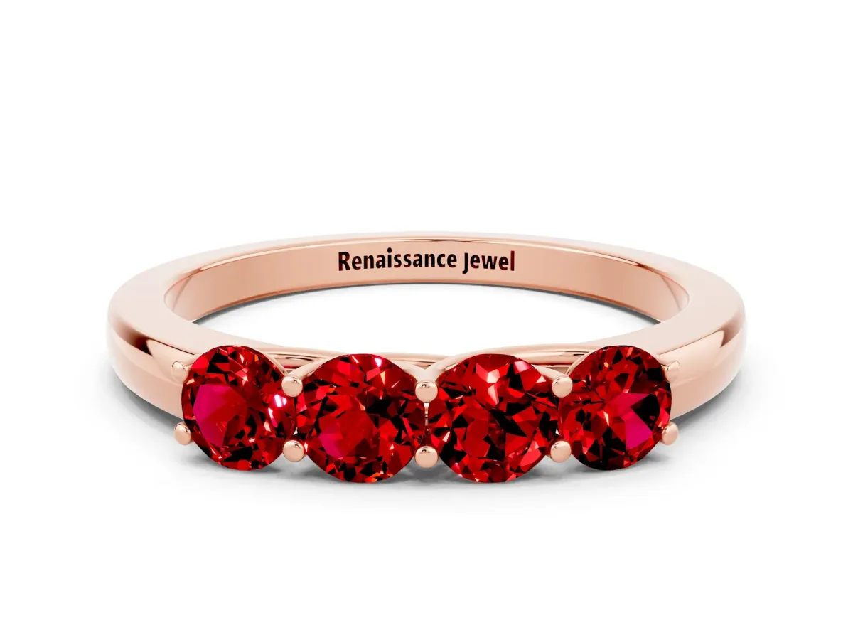 Four-Stone Round Ruby Prong-Set Band Rose gold