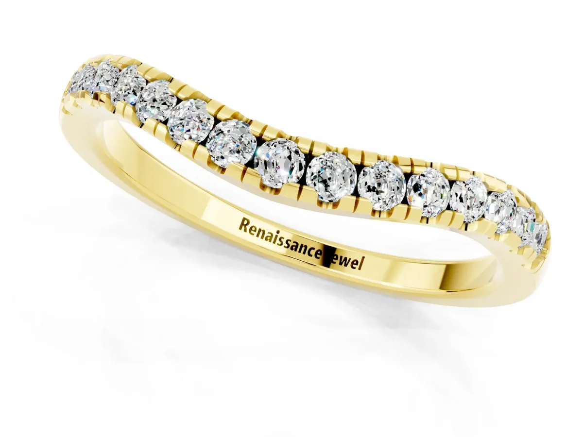 Moissanite Pavé Curved Wedding Band Yellow gold