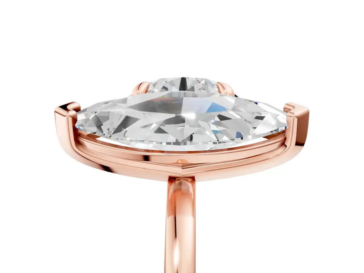 Round and Marquise Toi Moi Ring with Prong Setting and Plain Band Rose gold