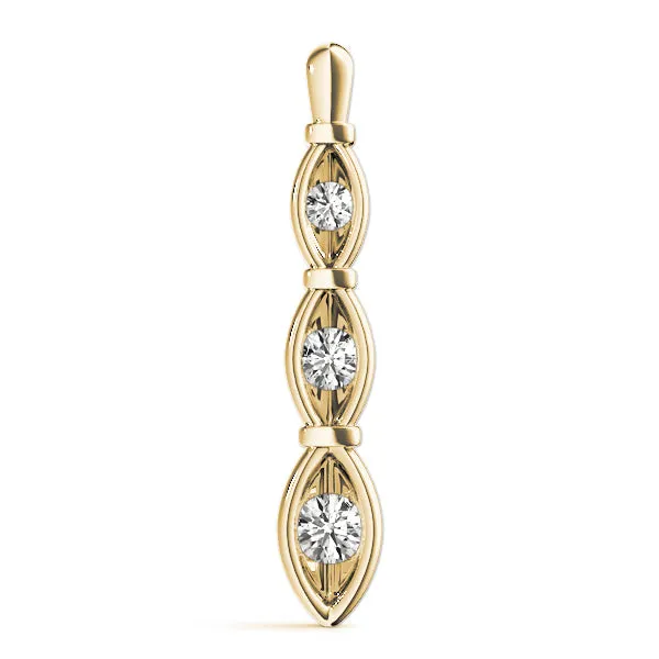 Marquise Diamond Bar Pendant with Bezel Setting Yellow gold
