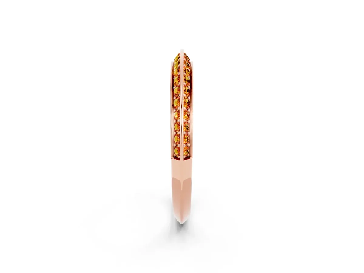 Double Row Pavé Round Citrine Eternity Band with Channel Setting Rose gold