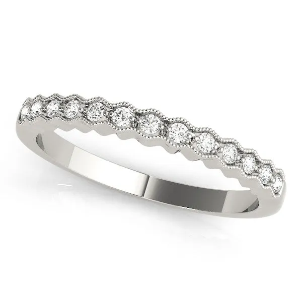 Milgrain Round Diamond Scalloped Eternity Band White gold