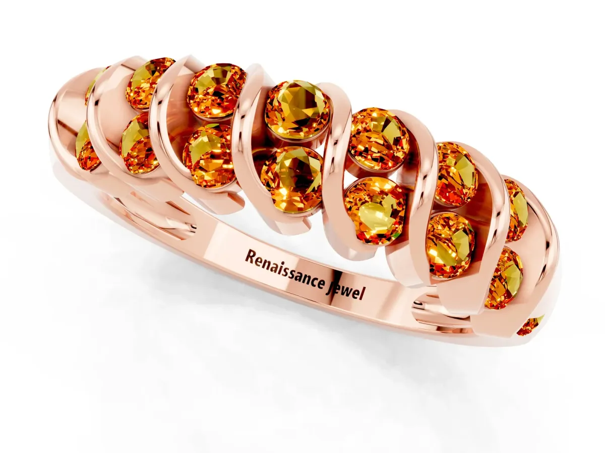 Channel Set Round Citrine Multi-Row Band Rose gold