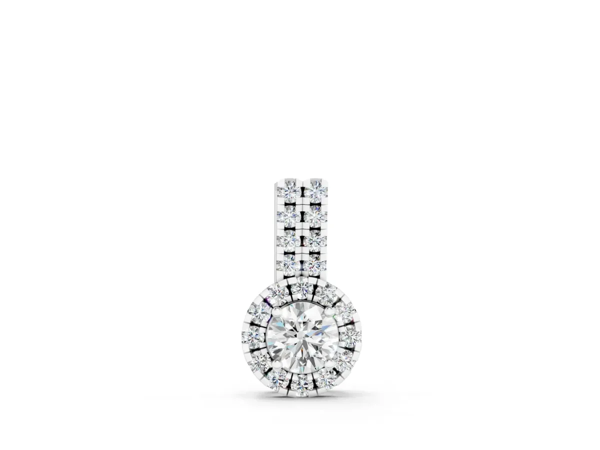 Round Halo Diamond Pendant with Double Prong Setting White gold