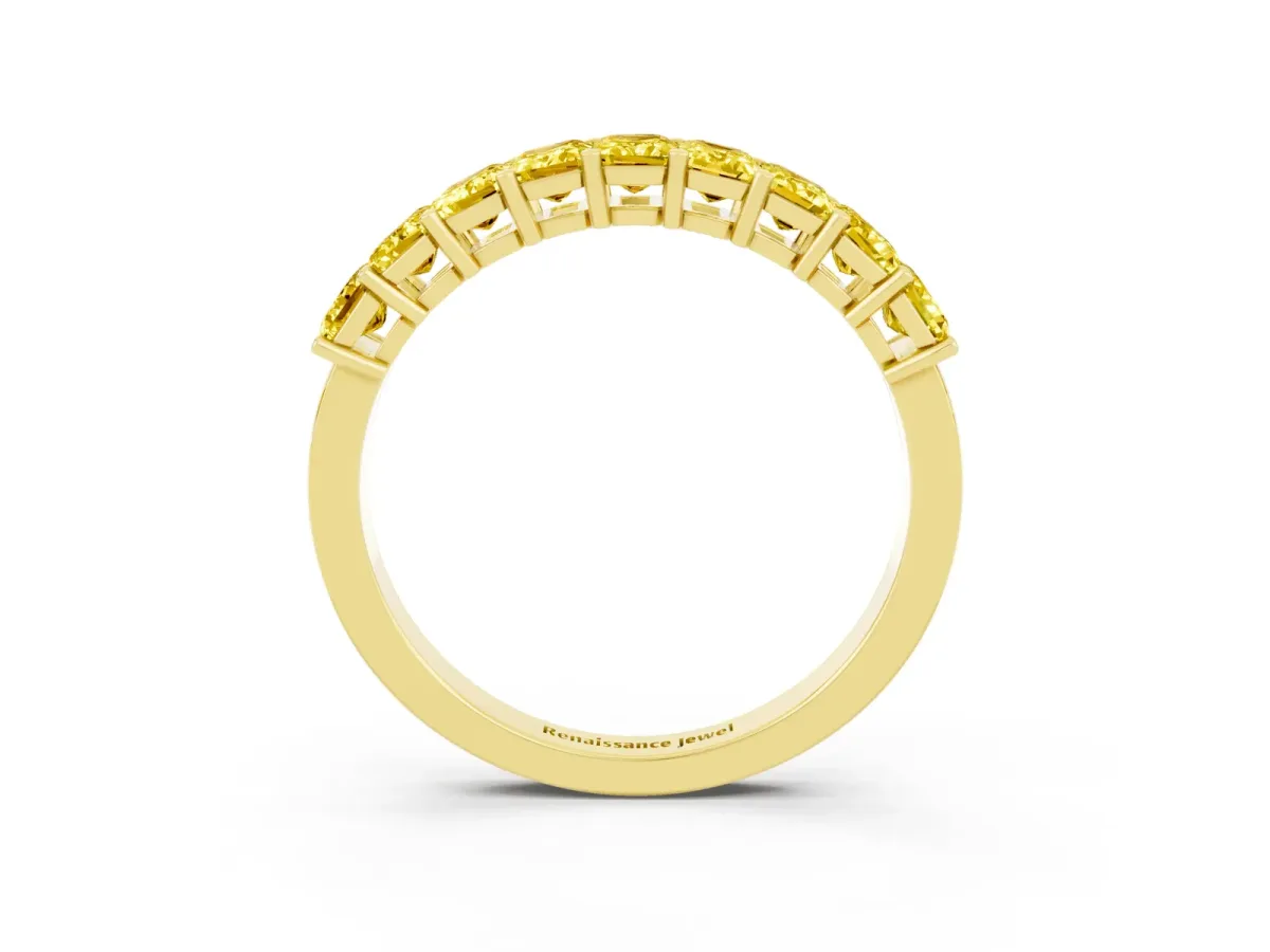 Emerald Cut Yellow Sapphire Prong-Set Eternity Band Yellow gold