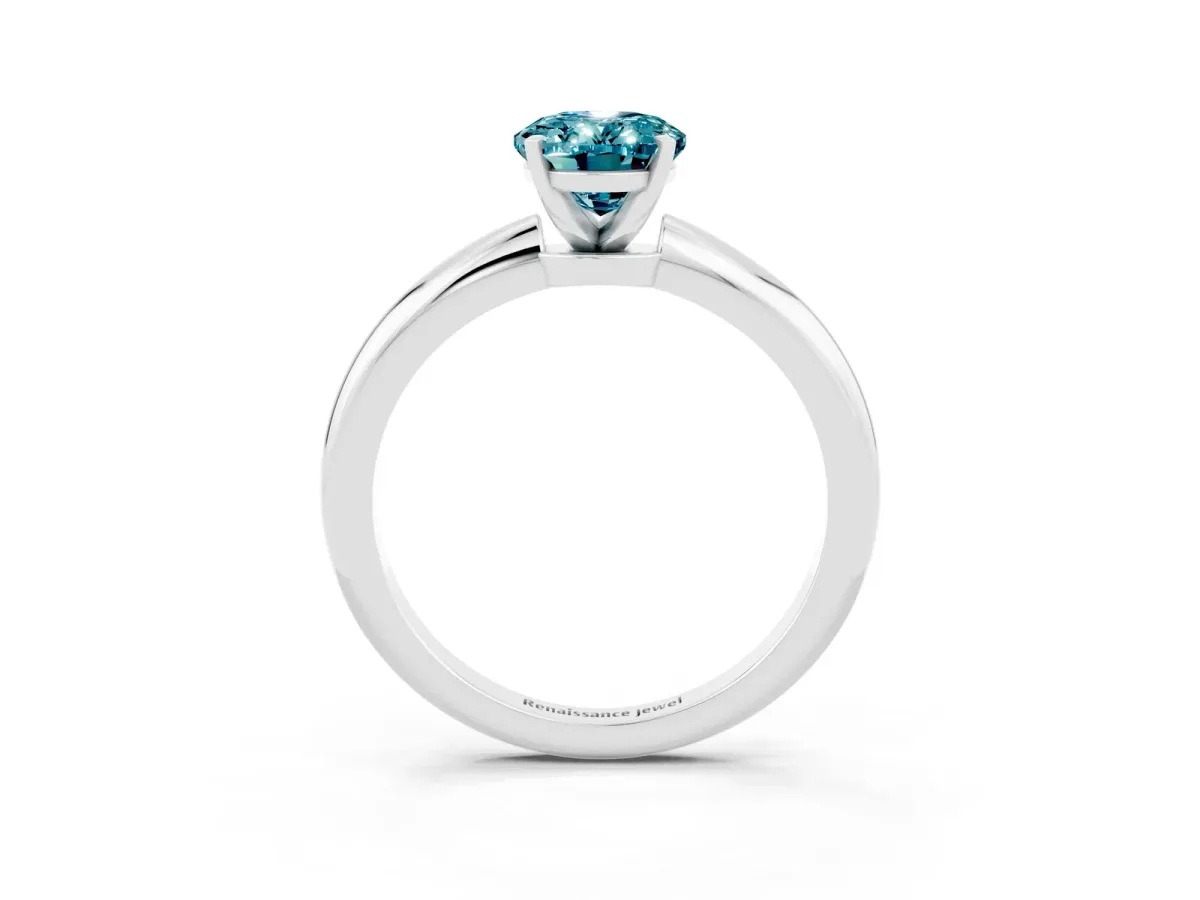 Oval Cut Blue Topaz Solitaire Ring with Six-Prong Setting and Classic Band Silver